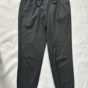 Zara Basic Collection Gray Plaid Drawstring Tapered Women's Dress Pants Size S